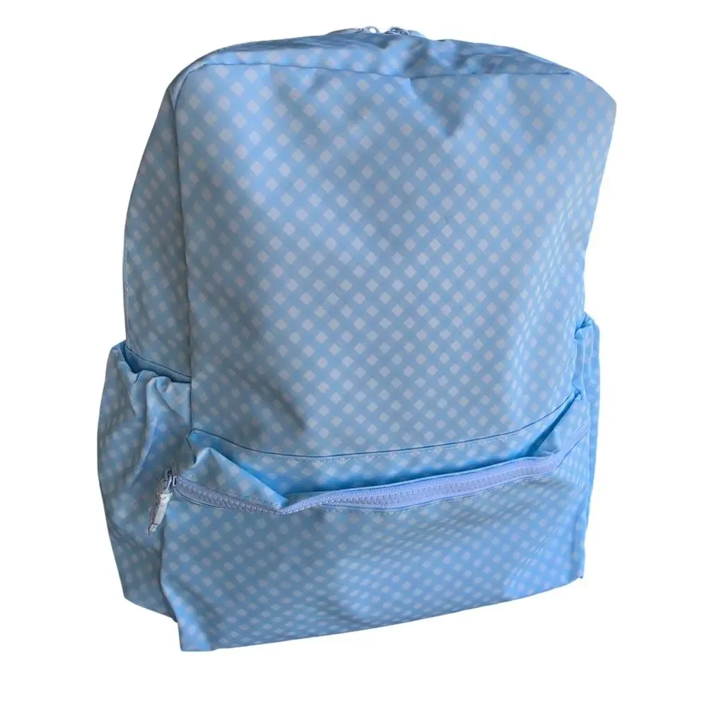 New apple of my Isa gingham Blue backpack / wipeable / drink holder